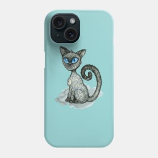 Drawing of a Siamese cat Phone Case