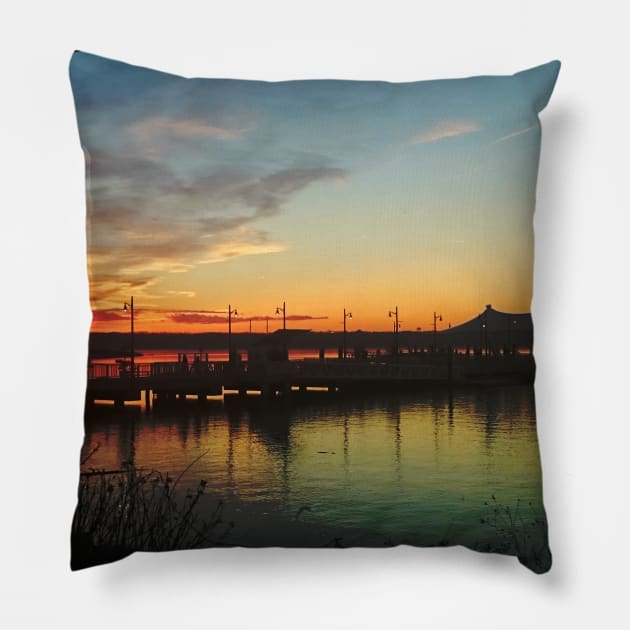 Beautiful photography of ocean and sunset sky landscape USA nature lovers Pillow by BoogieCreates