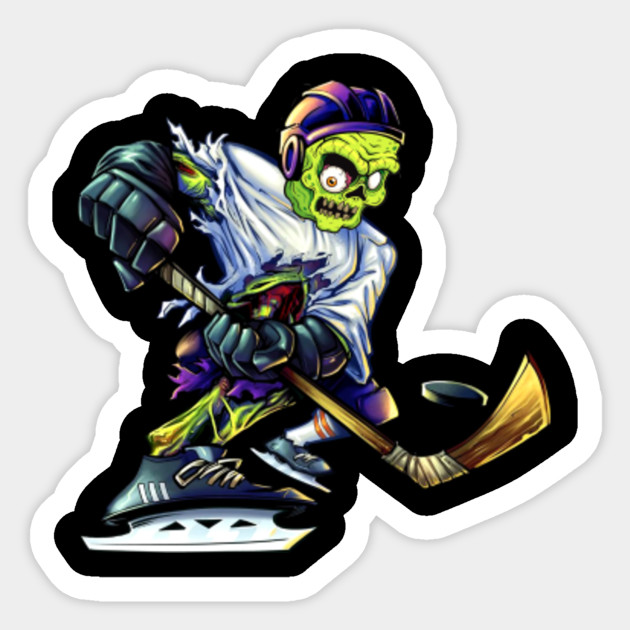 Zombie Ice Hockey Player Alloween Trick Or Treating Gift Zombie Ice Hockey Player Alloween Trick Sticker Teepublic