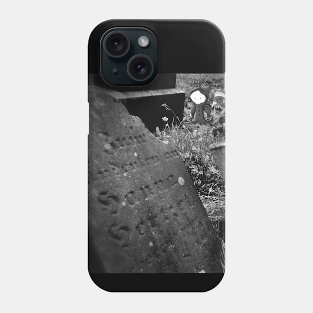 Tombstone and Cute Grim Reaper in Graveyard Phone Case by Wanderer Bat