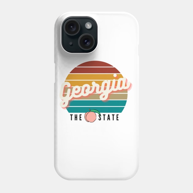 Georgia The Peach State Retro Vintage Design Phone Case by AdrianaHolmesArt