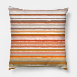 Autumnal earth tones textured stripes Pillow