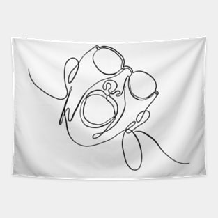 Laughing girl one line art Tapestry