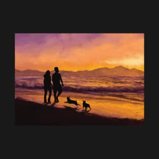 Couple walking at sunset T-Shirt