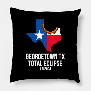 Georgetown Texas Total Eclipse 2024 State Outline Texan Flag Pillow