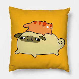 Little Orange Tabby and Pug Pillow