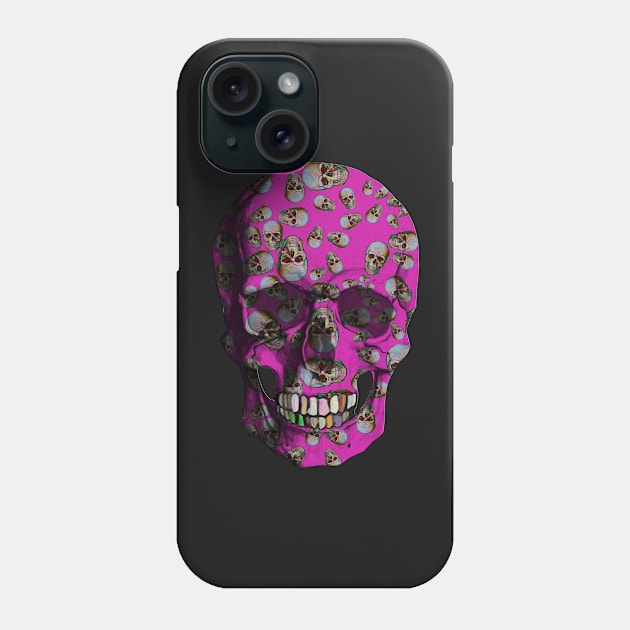 Happy Skulls Random Pattern (Fuschia) Phone Case by Diego-t