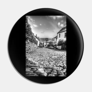 Clovelly, Downhill, Black And White Pin