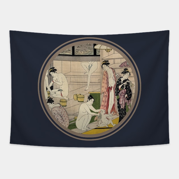 Japanese Onsen Ukiyo-E v.2 Tapestry by Underthespell