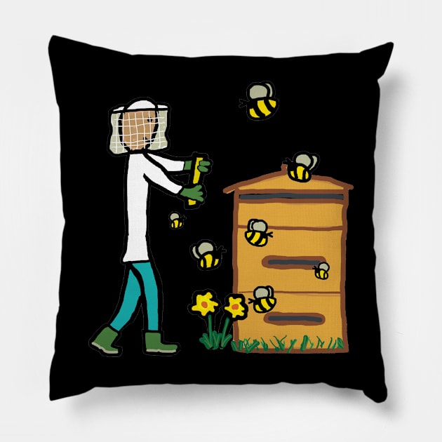 Beekeeping Pillow by Mark Ewbie