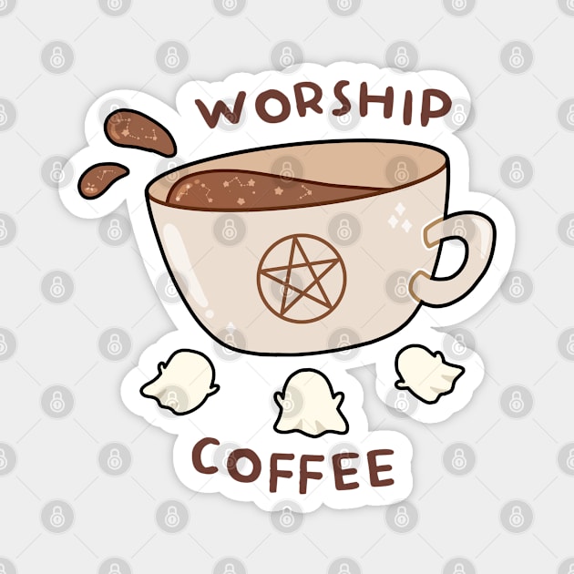 Worship coffee Magnet by inkcapella