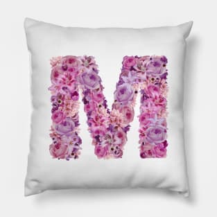 Pink Floral Letter M Pillow