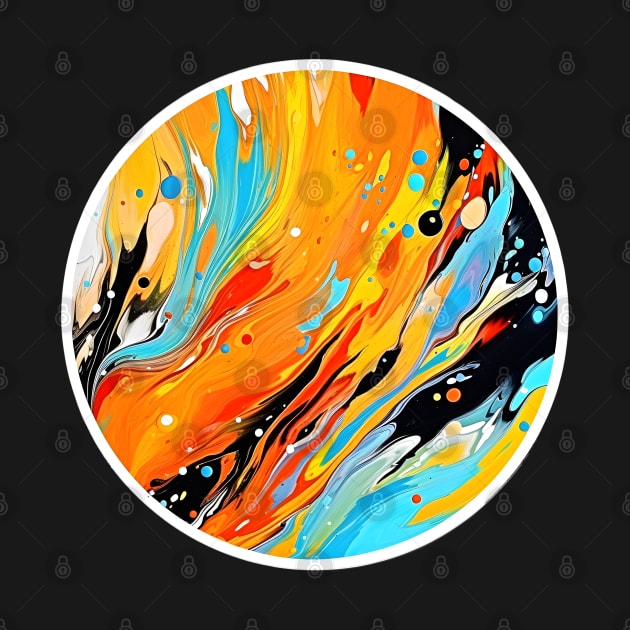 Vivid Eruption of Abstract Circle Fluid Art by AIHRGDesign