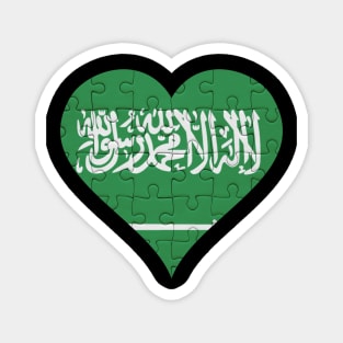 Saudi Arabian Jigsaw Puzzle Heart Design - Gift for Saudi Arabian With Saudi Arabia Roots Magnet