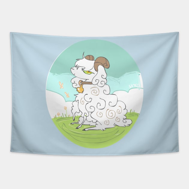 Sheep in the Meadow Tapestry by sky665