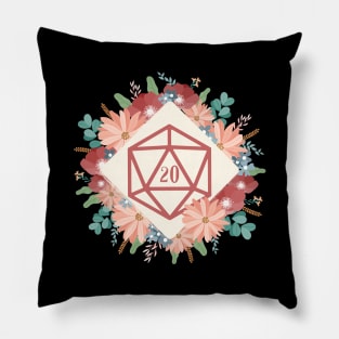 Polyhedral D20 Dice Floral - Flowers Tabletop RPG Pillow