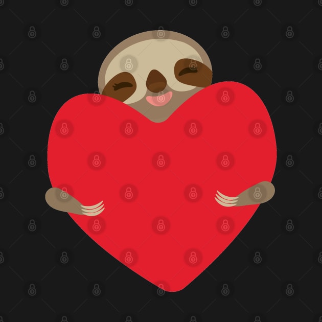 Cute sloth with red heart by EkaterinaP