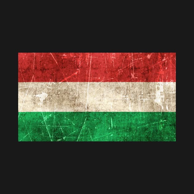 Vintage Aged and Scratched Hungarian Flag by jeffbartels