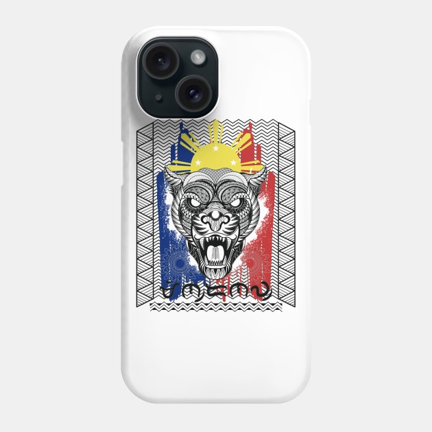 Philippine Flag Tribal line Art Tiger/Baybayin word Mindanaw (Mindanao) Phone Case by Pirma Pinas