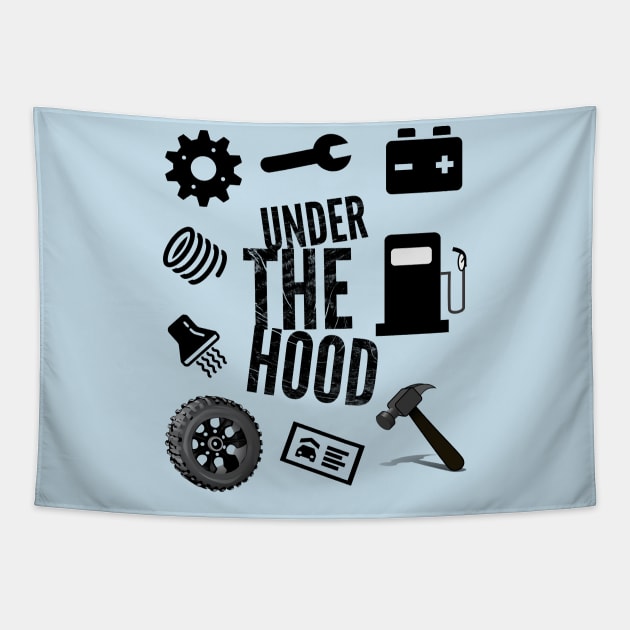 Under The Hood, Vintage Rust Car, Rust car for men, Car Lover Gift Tapestry by Style Conscious