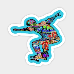 skater graffiti rainbow urban art Magnet