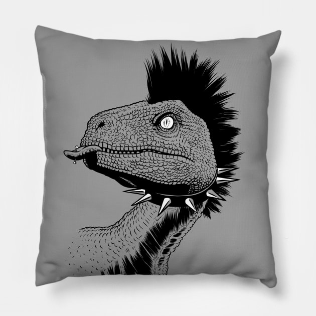 Crested punk velociraptor Pillow by albertocubatas