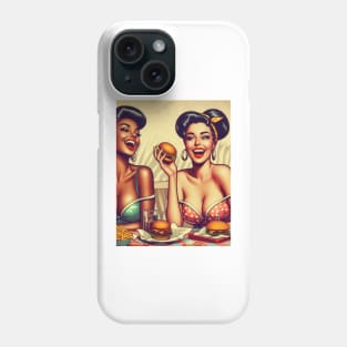 pin up girls earing burgers Phone Case