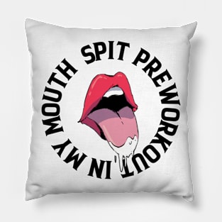 Spit PreWorkout In My Mouth Retro Vintage Colorful Wet Lips For Gym Bodybuilding and fitness Pillow