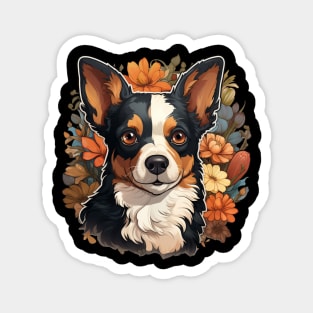 Rat Terrier Dog Flower Magnet