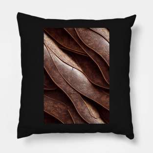 Dark Brown Ornamental Leather Stripes, natural and ecological leather print #46 Pillow