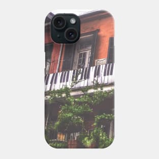 New Orleans French Quarter Black and White Piano Nola Music Home with Green Botanical Garden and Red Iconic Architecture in Southern Louisiana Phone Case