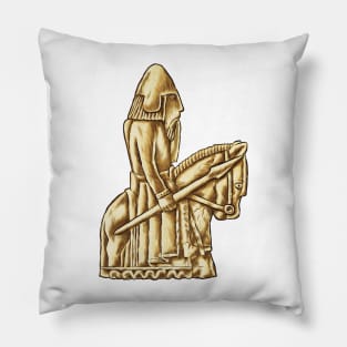 Daring Cavalier: The Lewis Chessmen Knight Design Pillow