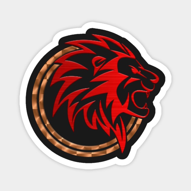 The King lion Dark Red 3D look Magnet by Tshirtstory