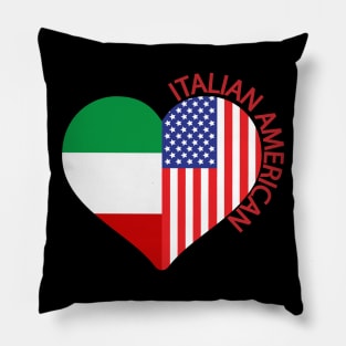 Italian American Italian Flag American Flag Heart Pillow