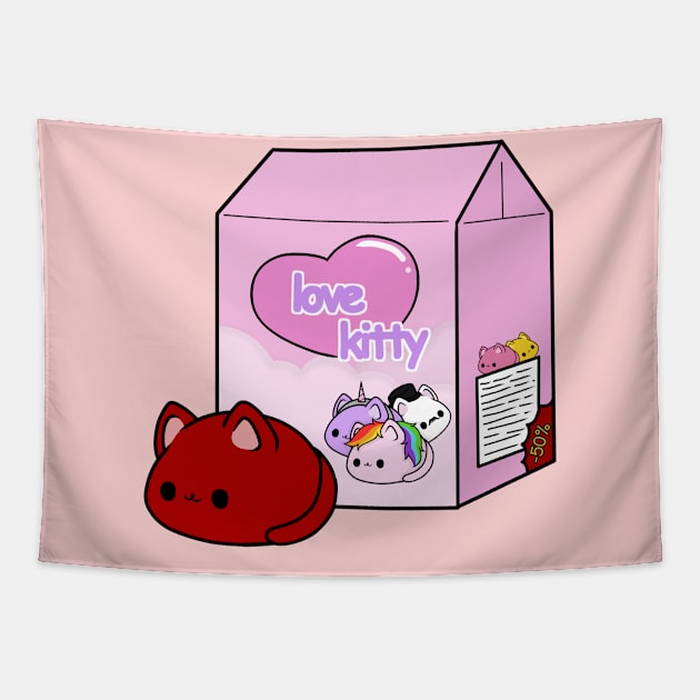 love kitty-red cat doll Tapestry by LillyTheChibi