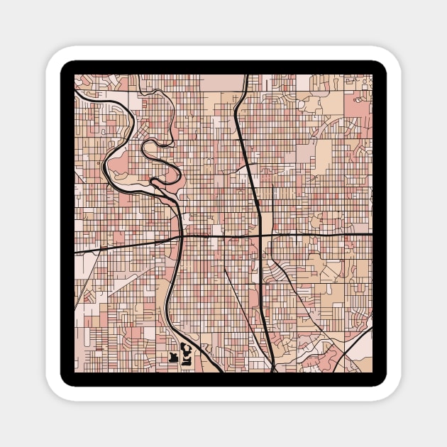 Wichita Map Pattern in Soft Pink Pastels Magnet by PatternMaps