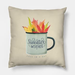 Sweater Weather Watercolor Autumn Leaves Pillow