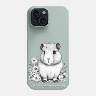 Cute Guinea Pig illustration in Black and White Phone Case