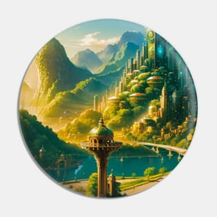 Solarpunk City - Utopia in a Green Valley Pin