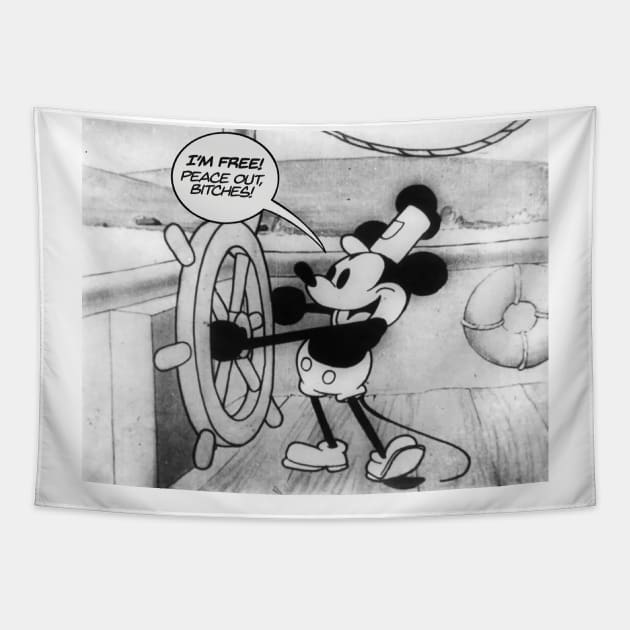 Free as a Mouse: Steamboat Willie's New Journey Tapestry by akastardust