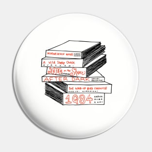 Haruki Murakami Book Stack Pin