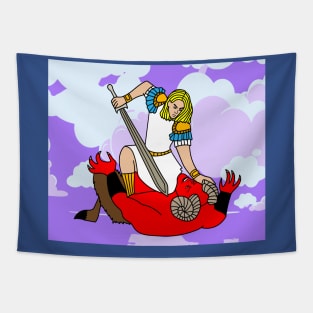 Fight Angel Devil Good Against Evil Tapestry