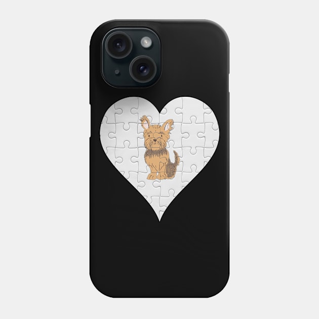 Yorkshire Terrier Heart Jigsaw Pieces Design - Gift for Yorkshire Terrier Brown Miniature Lovers Phone Case by HarrietsDogGifts