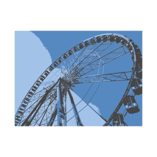 Ferris Wheel silhouette on Blue background T-Shirt