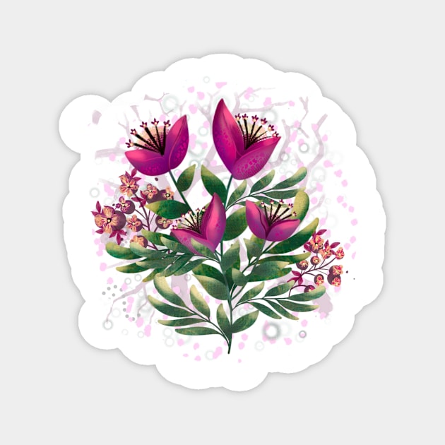 Summer Pink Floral Magnet by Almanzart