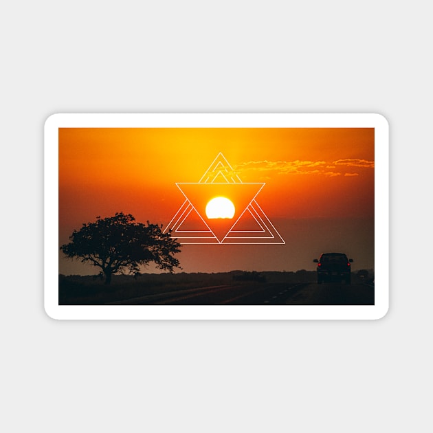 Sunset Road Geometry Triangles Magnet by Robtography