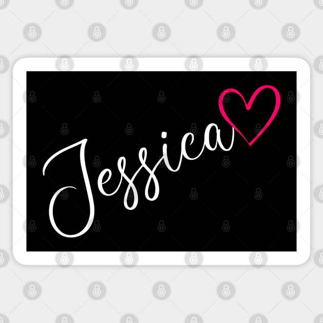 Jessica Name Calligraphy Pink Heart Jessica Name Sticker Teepublic