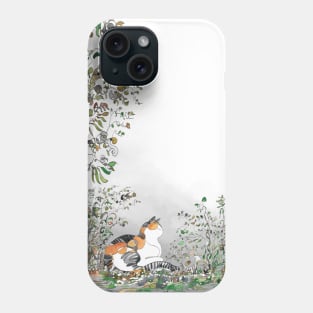 Calico Cat In The Garden Phone Case