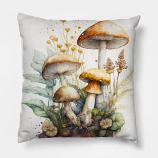 Watercolor mushrooms in the nature1 Pillow