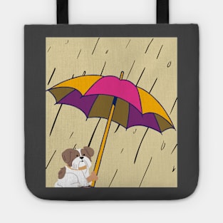 A dog in the rain Tote